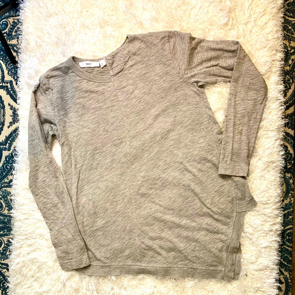 Wilt Heathered Gray Asymetrical Long Sleeve Top S